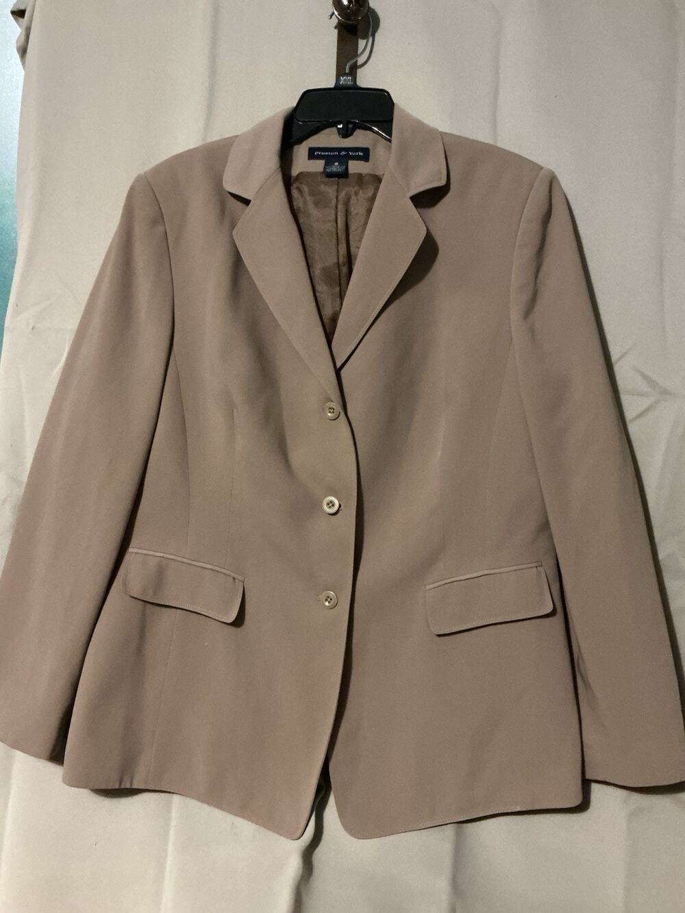Preston & York Button Up Jacket SZ 16 Beige